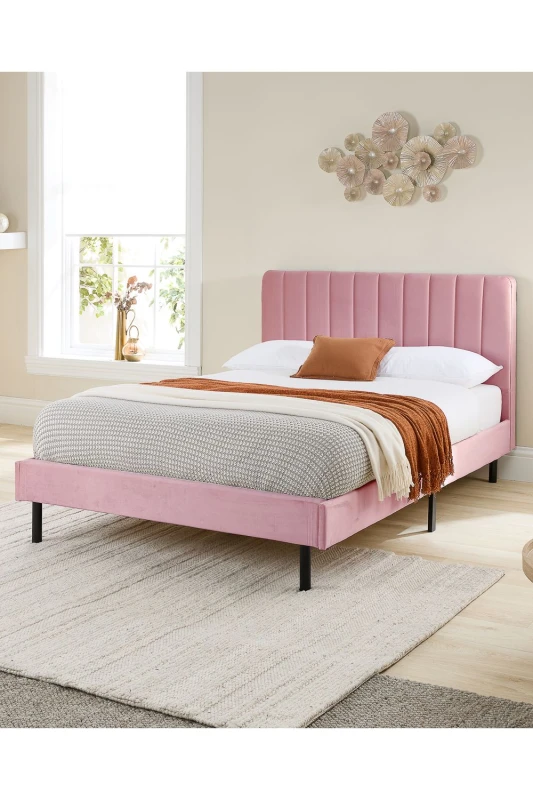 Image of Aspire Furniture Rosella Upholstered Bed Pink - Double BIA-FRA-PNK-46
