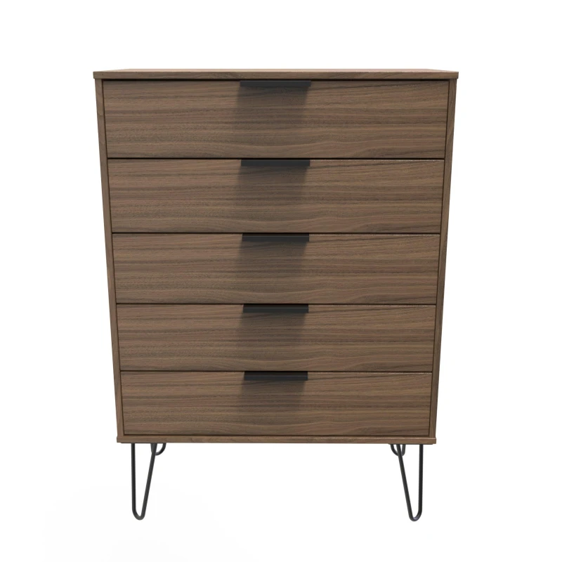 Image of Fuji 5 Drawer Chest In Carini Walnut (Ready Assembled)