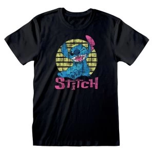 Image of Disney - Lilo & Stitch Vintage Stitch Fitted Female T-Shirt - Black