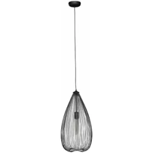 Image of Premier Housewares - Teardrop Black Pendant Light Contemporary Style Ceiling Light For Living Room Dining Room Bedroom And Hallway Black Finish Sleek