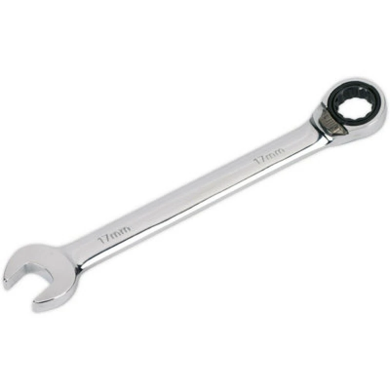 Image of Loops 17mm Reversible Ratchet Combination Spanner - Chrome Vanadium Steel Wrench Metallics