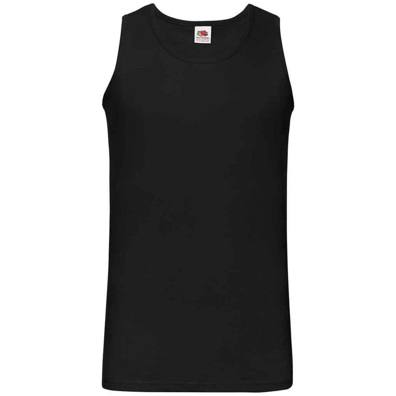 Image of Fruit Of The Loom Fruit of the Loom Men Athletic Vest Top in Black Size: Small Black S Male 5063470786497