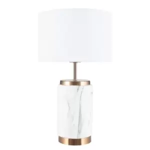 Image of Marble Effect and Brass Ceramic Table Lamp