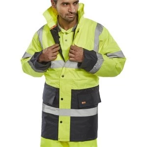 Image of BSeen Hi Vis Heavyweight Two Tone Traffic Jacket Small YellowNavy Ref
