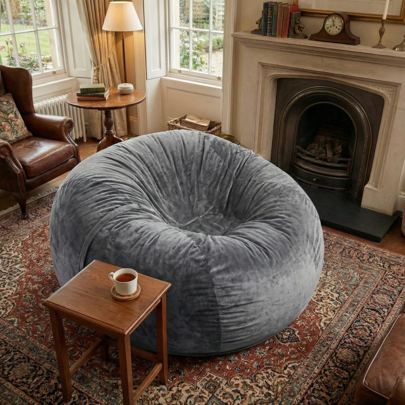 Image of Urban Meuble Modern Round Bean Bag Sofa Chair Dark Grey unisex One Size