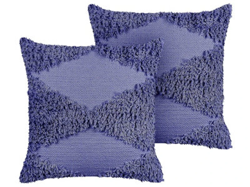 Image of Beliani Set Of 2 Decorative Cushions Rhoeo Cotton 45 X 45cm Violet