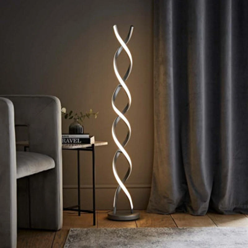 Image of ValueLights ValueLights Infinity Matte Double Twist Integrated LED Floor Lamp in Grey Grey One Size Unisex 5016529273851