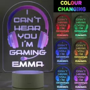 Image of Personalised Pink Gaming Colour Changing Night LED Light White