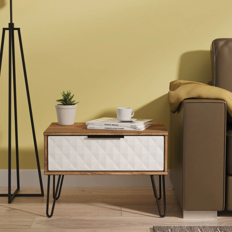 Image of Ready Assembled 2 U Islay 1 Drawer Wide Side Table (Ready Assembled) in White White Unisex