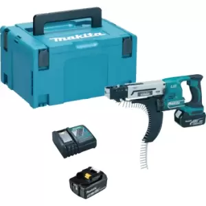 Image of Makita DFR550 18v Cordless LXT Auto Feed Screwdriver 2 x 5ah Li-ion Charger Case
