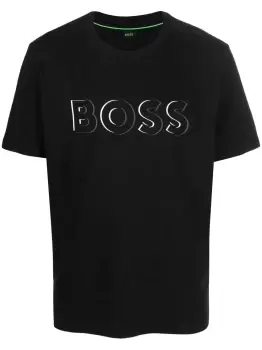 Image of BOSS Logo-print Short-sleeve T-Shirt Black