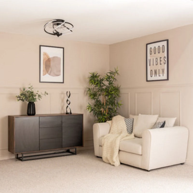 Image of ValueLights Integrated LED Ceiling Fan with Remote Control, Clear Blades, Timer and 3 Speed Functions Black