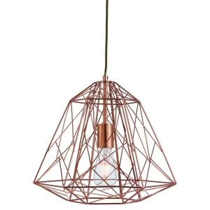 Image of 1 Light Wire Ceiling Pendant Copper, E27