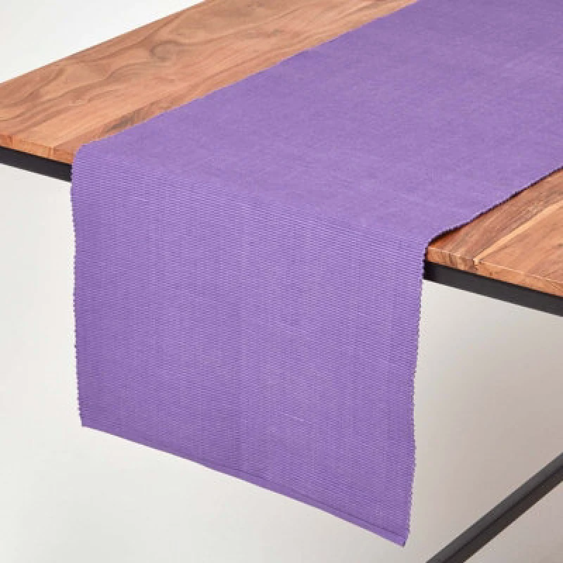 Image of Homescapes Cotton Plain Purple Table Runner