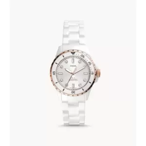 Image of Fossil Womens Fb-01 Three-Hand Ceramic Watch - White