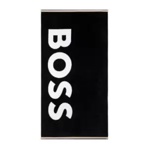 Image of Boss Home Font Beach Towel - Black
