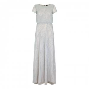Image of Adrianna Papell Blouson Bead Dress - HEATHER/SILVER