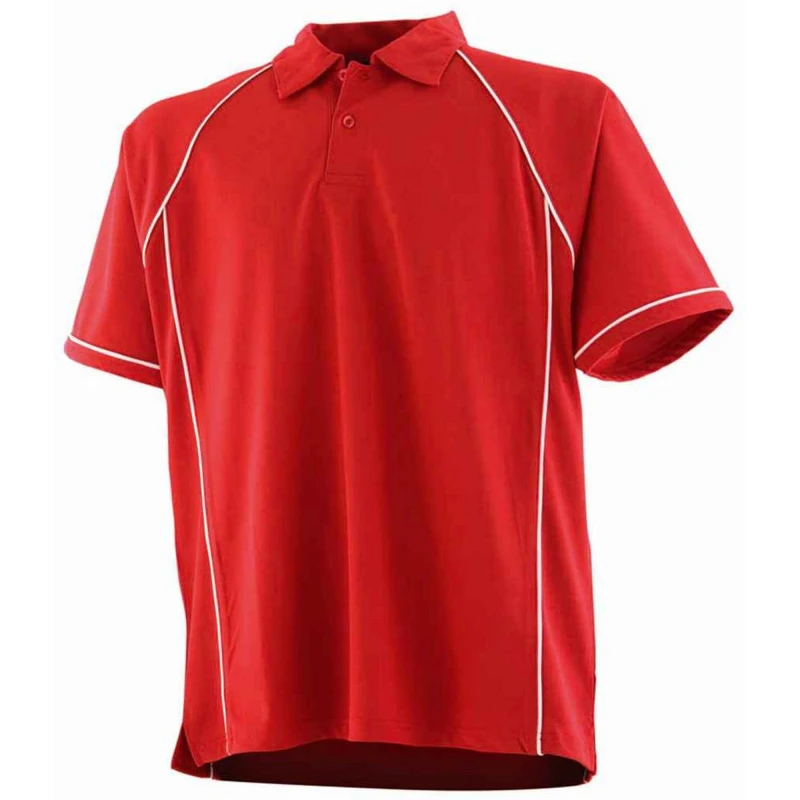 Image of Finden & Hales Performance Contrast Piping Polo Shirt in Red Size: 11-12 Years Red Unisex 11-12 Years