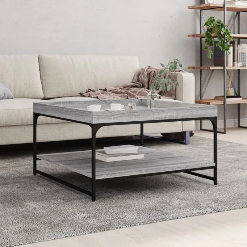 Image of VIDAXL Coffee Table Grey Sonoma 80x80x45cm Engineered Wood and Iron Vidaxl 8720845941154