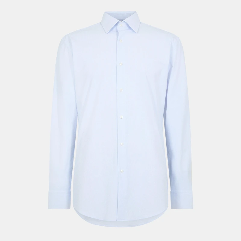 Image of Boss Mens Hank Knitted 222 Long-Sleeve Shirt Light/Blue male 15 inch