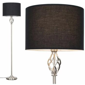 Image of Memphis Twist Floor Lamp in Brushed Chrome - Black - No Bulb