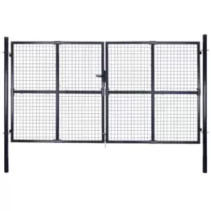 Image of Vidaxl Mesh Garden Gate Galvanised Steel 289X150 Cm Grey
