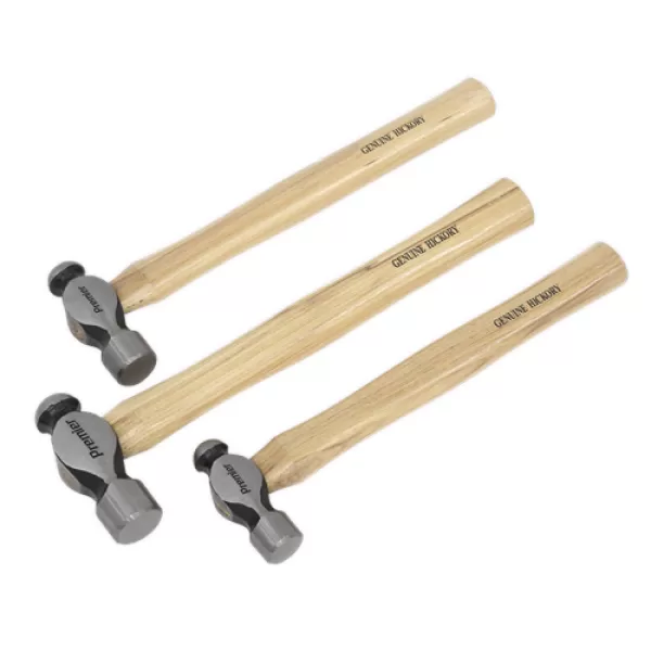 Image of Genuine SEALEY AK203 Ball Pein Hammer Set 3pc Hickory Shaft