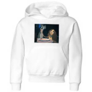 Image of Disney Lady And The Tramp Spaghetti Scene Kids Hoodie - White - 7-8 Years - White