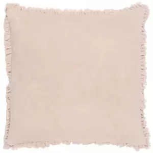 Image of Bertie Washed Cotton Velvet Cushion Natural, Natural / 45 x 45cm / Polyester Filled