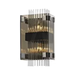 Image of Apollo 1 Light Wall Sconce Dark Bronze Polished Chrome, Glass