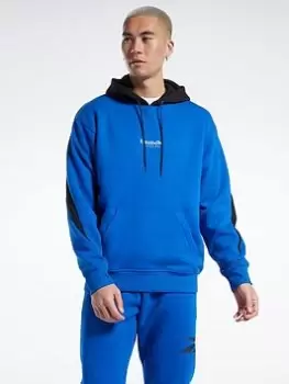 Image of Reebok Basketball Back Vector Fleece Hoodie, White Size M Men