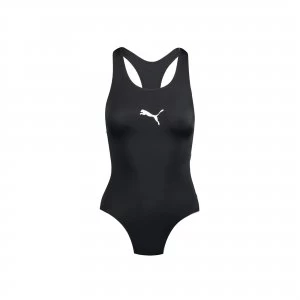 Image of PUMA Swim Womens Racer Back Swimsuit, Black, size Small, Clothing