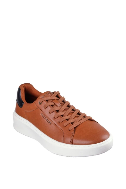 Image of Skechers Mens Court Break Suit Leather Trainers UK Size 7 (EU 41) Cognac SKE2342-COG-7