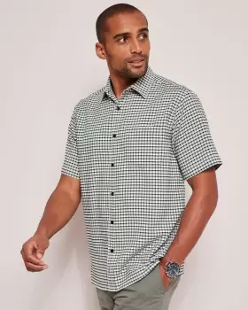 Image of Cotton Traders Mens Signature Short Sleeve Soft Touch Gingham Check Shirt in Black