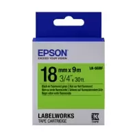 Image of Epson LK-5GBF Black on Fluorescent Green Labelling Tape 18mm x 9m