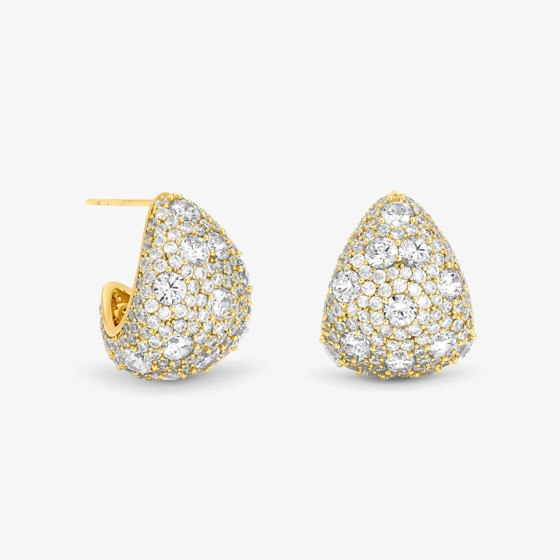 Image of Jon Richard Gold Plated Crystal Large Dome Earrings Stud Earrings One Size Gold 73414510000