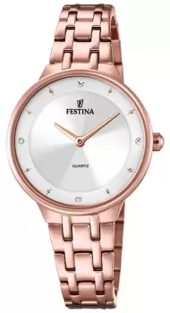 Image of Festina F20602/1 Ladies Rose-pltd. W/CZ Set & Steel Watch