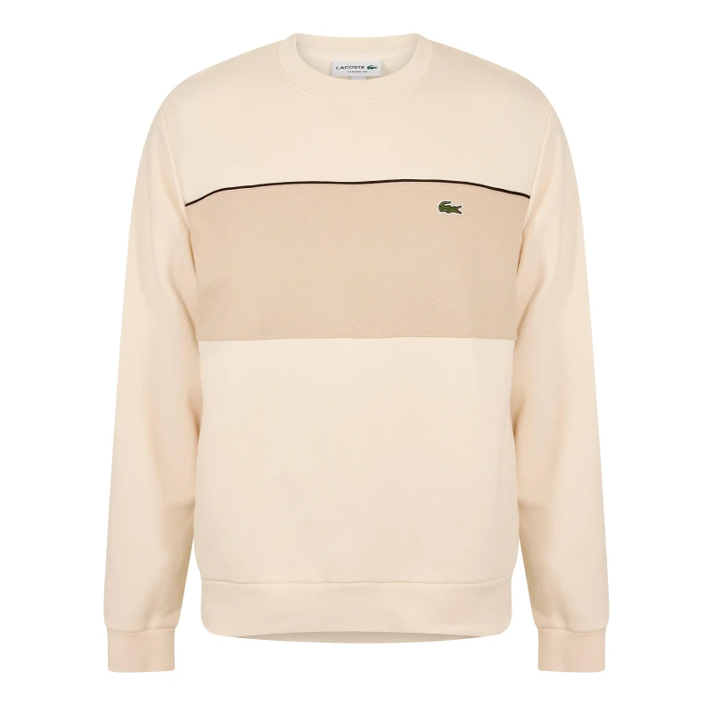 Image of Lacoste Mens Black Crew Sweatshirt Beige 3RR male S