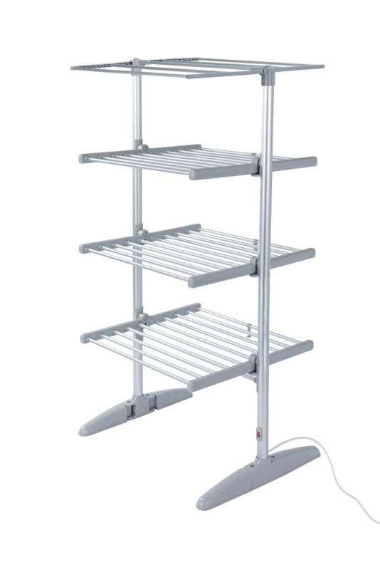 Image of Groundlevel 4 Tier Heated Clothes Airer in Silver Silver Unisex