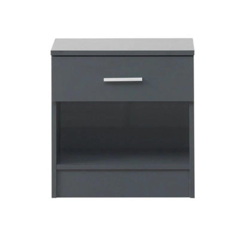 Image of Timber Art Design Bedside Cabinet Bedroom Furniture Nightstand Table 1 Drawer Dark Grey