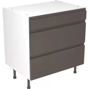 Image of Kitchen Kit Flatpack J-Pull Kitchen Cabinet Base 3 Drawer Unit Ultra Matt 800mm in Graphite MFC