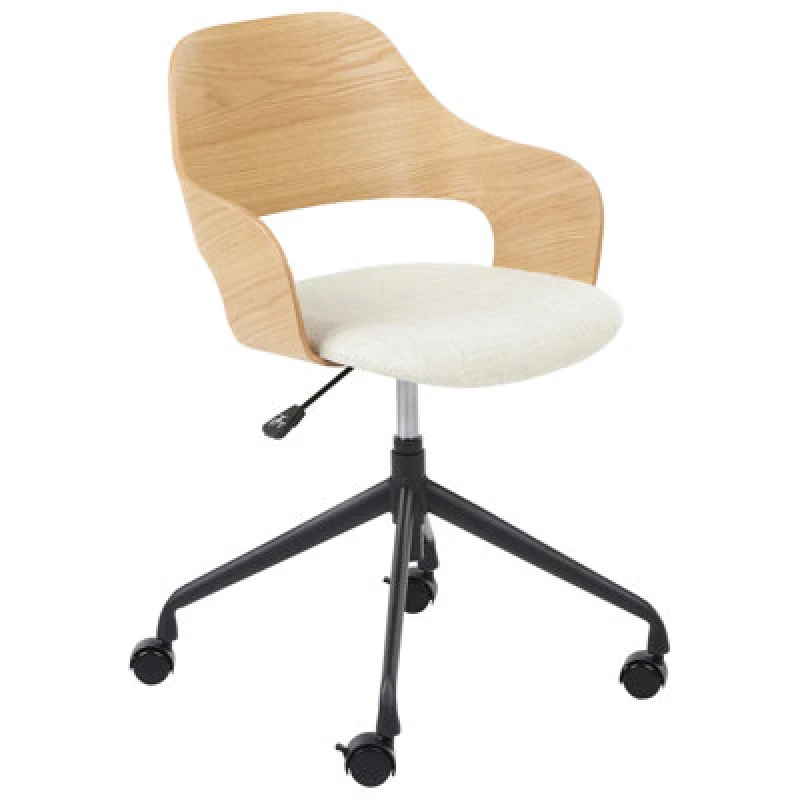 Image of Beliani Desk Chair Novato Faux Linen Light Beige