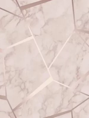 Image of Fine Decor Fine Decor Marblesque Fractal Rose Gold Metallic Wallpaper