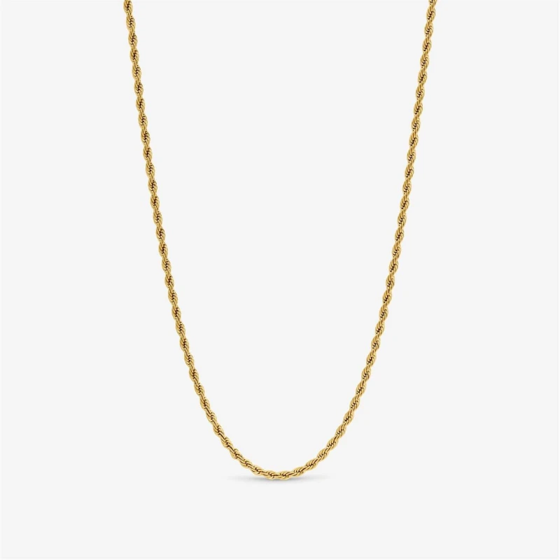 Image of Inicio Mens Waterproof Twist Rope Necklace - Gift Pouch Gold male One Size