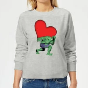 Image of Marvel Comics Hulk Heart Womens Sweatshirt - Grey - L