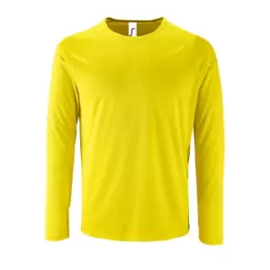 Image of SOLS Mens Sporty Long Sleeve Performance T-Shirt (S) (Neon Yellow)