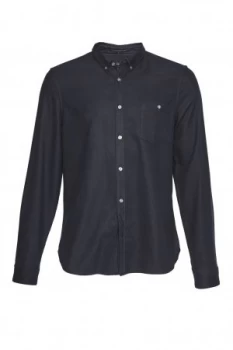 Image of Mens French Connection Classic Flannel Plain Shirt Marine
