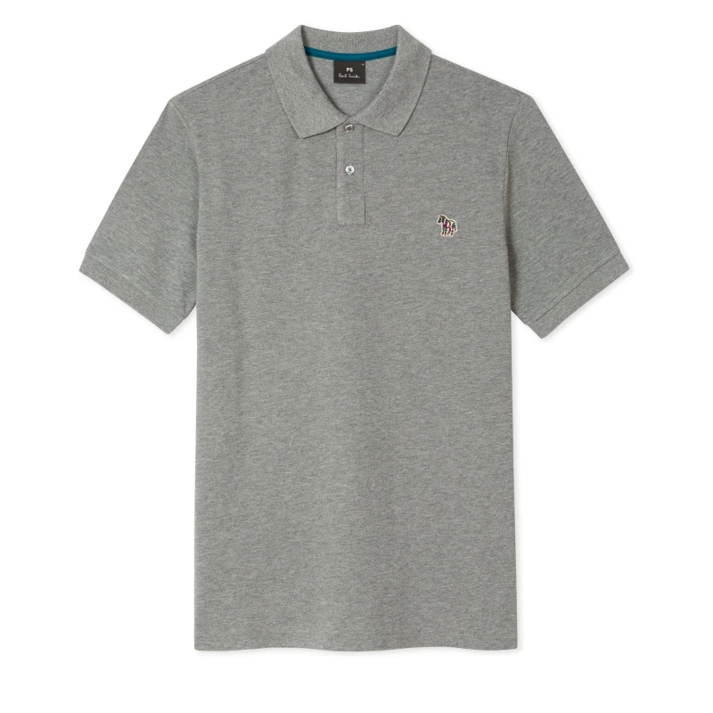 Image of Paul Smith Mens Regular Fit Zebra Polo Shirt Grey Marl 72 male S
