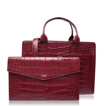 Image of Biba Crocodile Handbag - Burgundy
