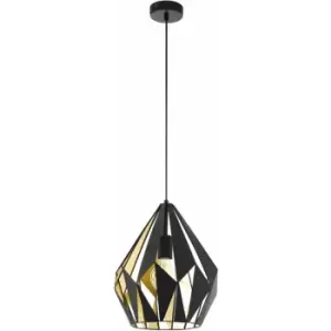 Image of Hanging Ceiling Pendant Light Black & Gold Geometric 1x 60W E27 Feature Lamp